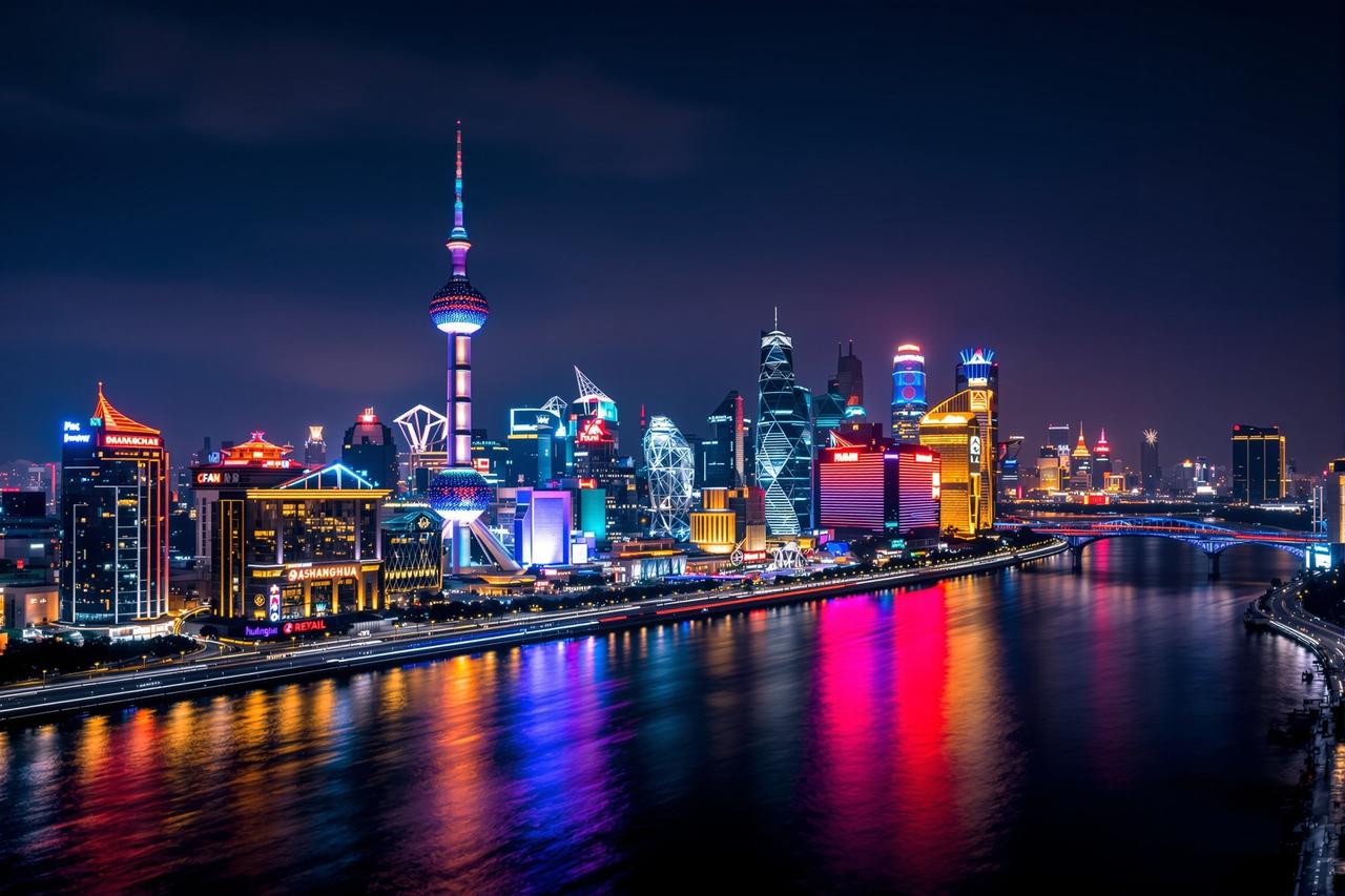 城市夜拍:霓虹下的上海